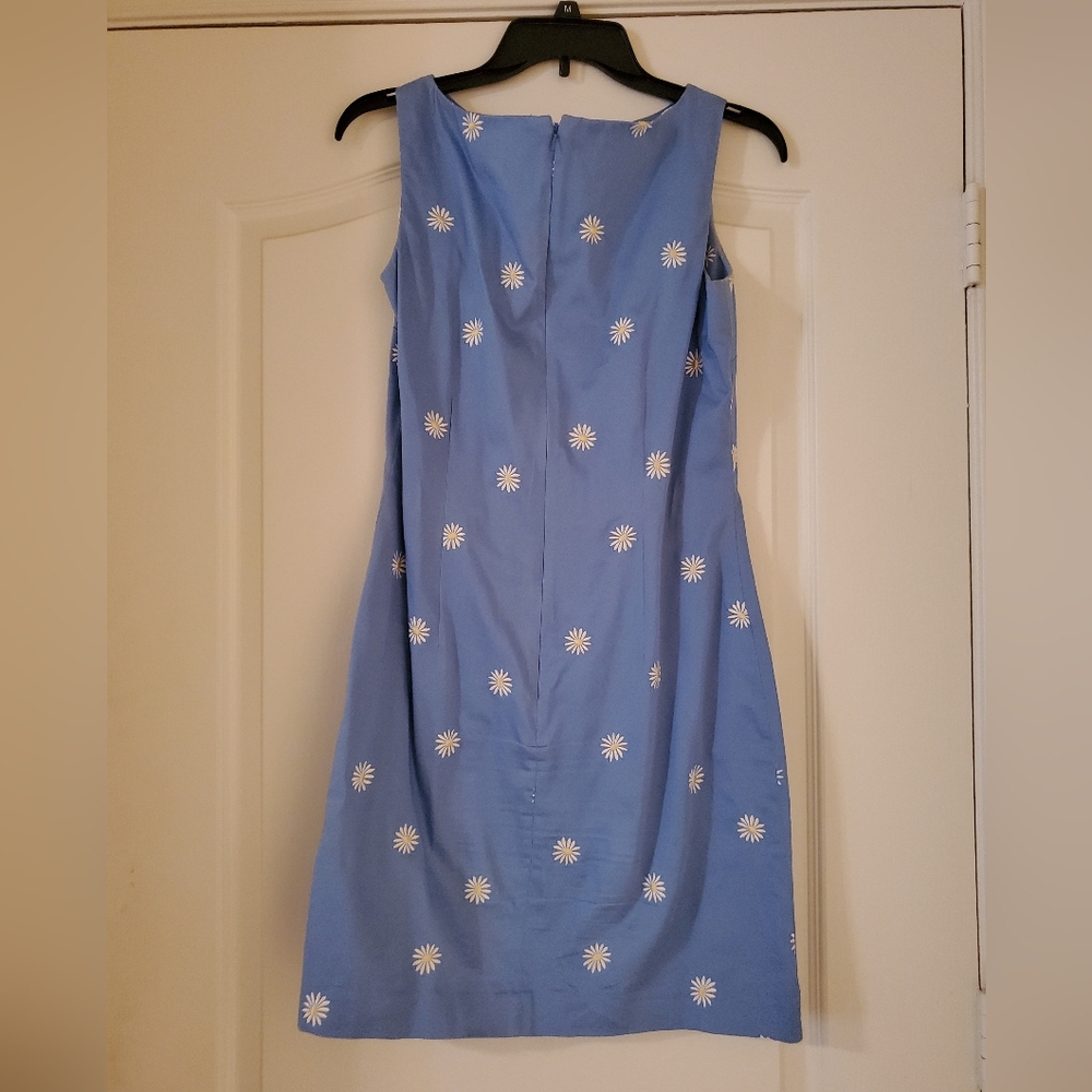 Blue Dress with White Floral Pattern
